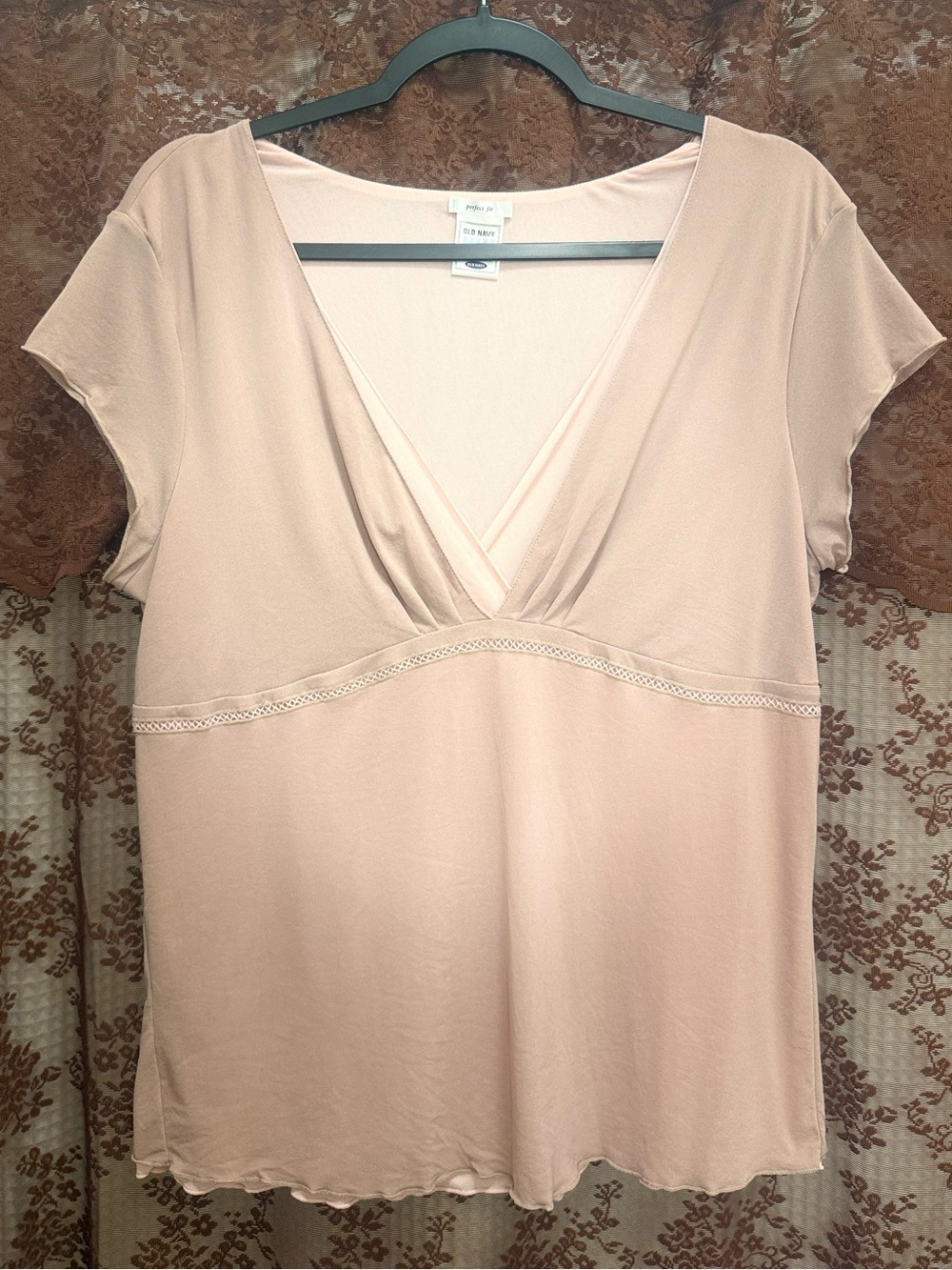 Vintage Old Navy Y2K Pink Empire Waist Cap Sleeve Blouse Top XL